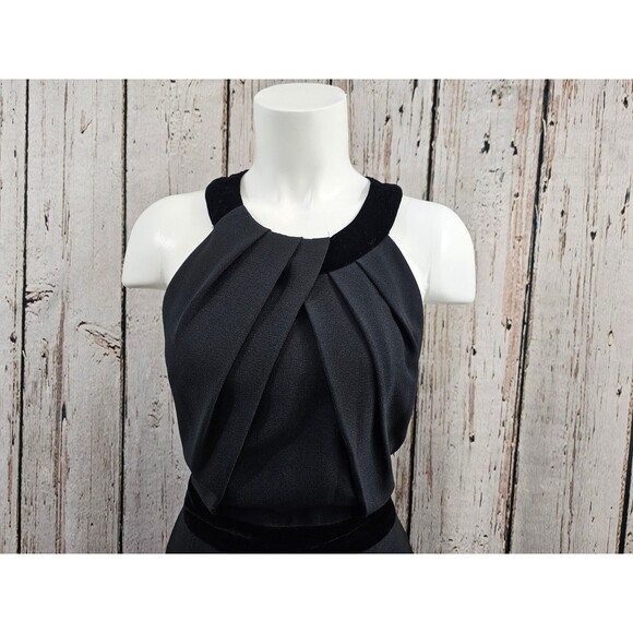 WN Women's‎ 12 Eliza J Pleated Halter Neck Velvet Accent Jumpsuit Romper Black - Picture 3 of 7